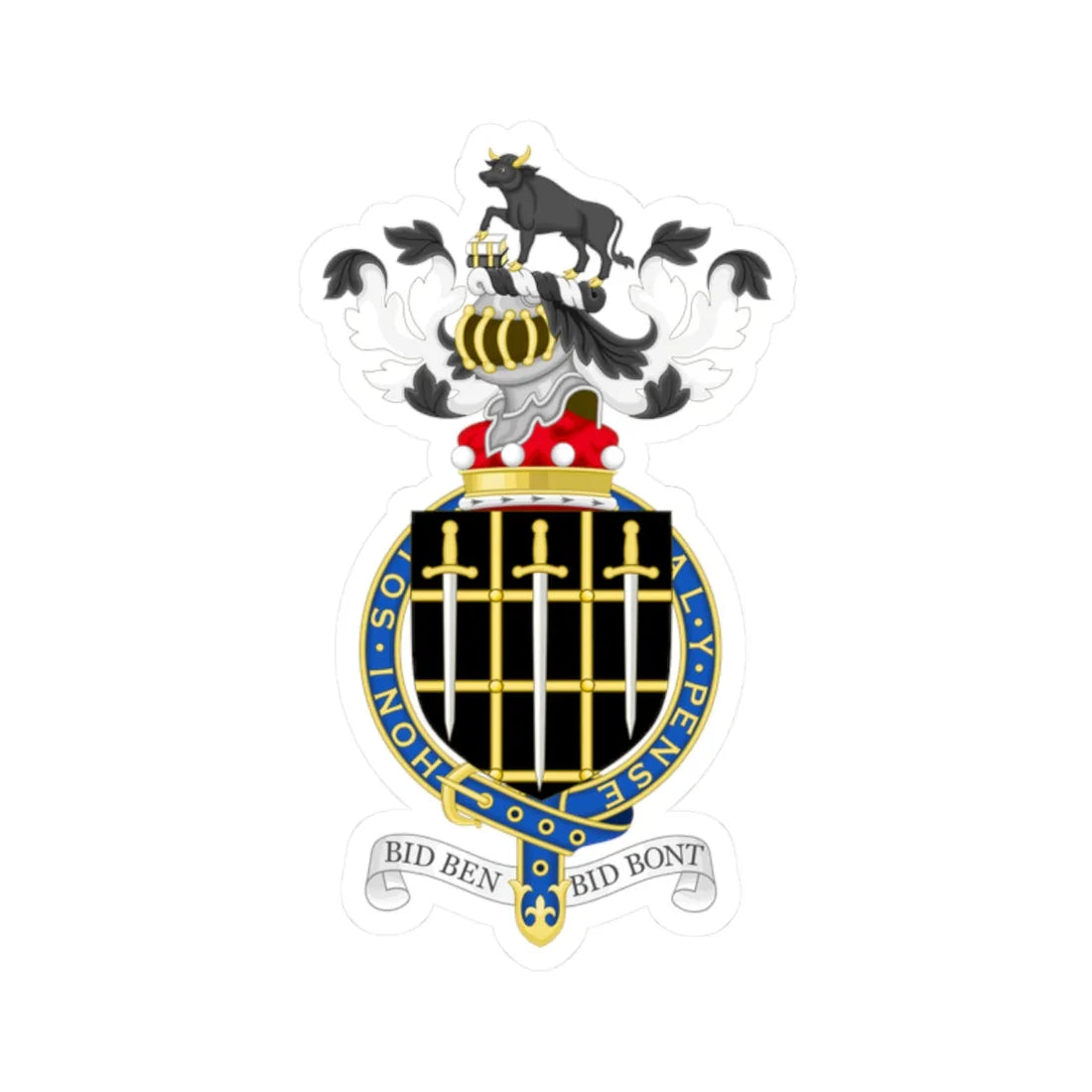 Coat of Arms of John Baron Morris of Aberavon (Spain) (Coat of Arms) STICKER Vinyl Kiss-Cut Decal 2 Inch White - The Sticker Space