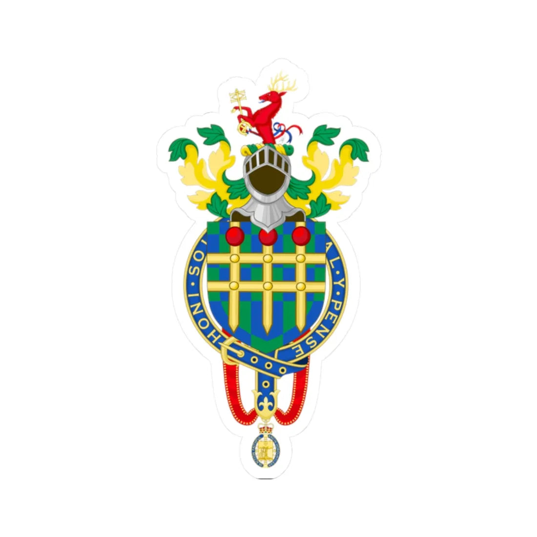Coat of Arms of John Major (Spain) (Coat of Arms) STICKER Vinyl Kiss-Cut Decal 2 Inch White - The Sticker Space