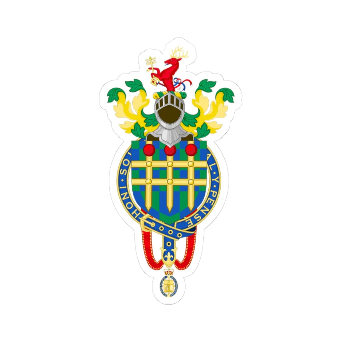 Coat of Arms of John Major (Spain) (Coat of Arms) STICKER Vinyl Kiss-Cut Decal 3 Inch White - The Sticker Space