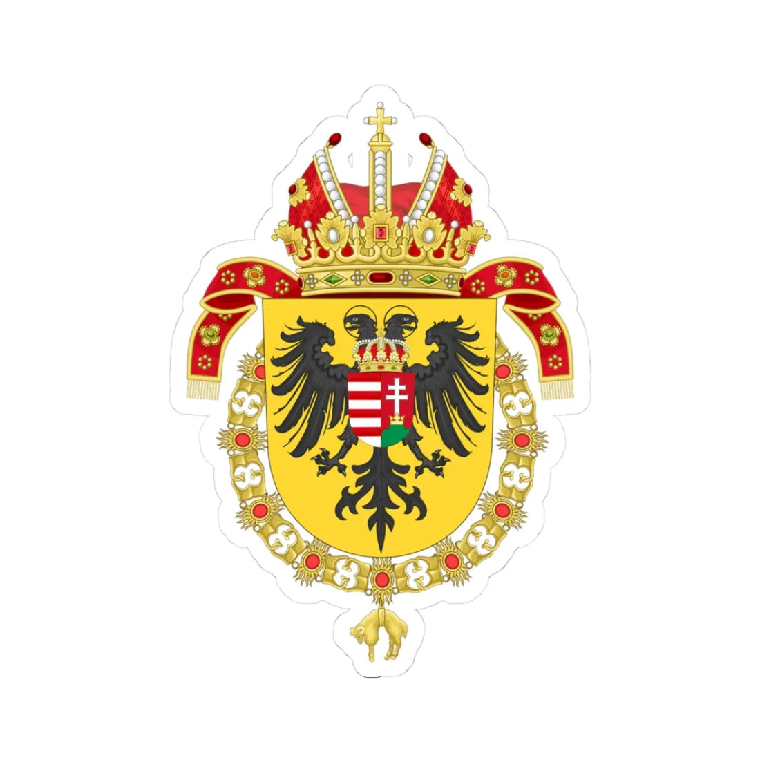 Coat of Arms of Joseph I Holy Roman Emperor-Or shield variant (Austria) (Coat of Arms) STICKER Vinyl Kiss-Cut Decal 3 Inch White - The Sticker Space