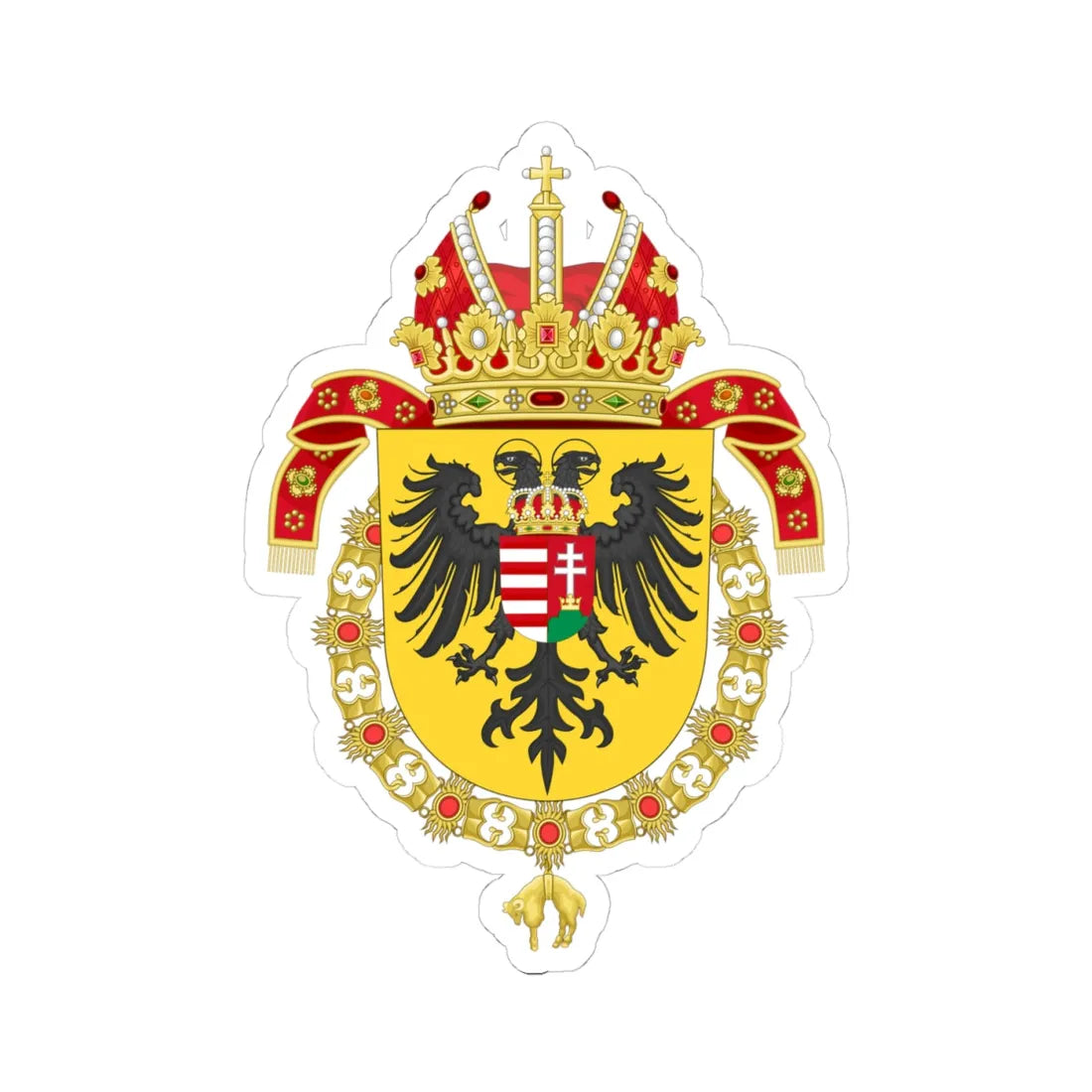 Coat of Arms of Joseph I Holy Roman Emperor-Or shield variant (Austria) (Coat of Arms) STICKER Vinyl Kiss-Cut Decal 4 Inch White - The Sticker Space