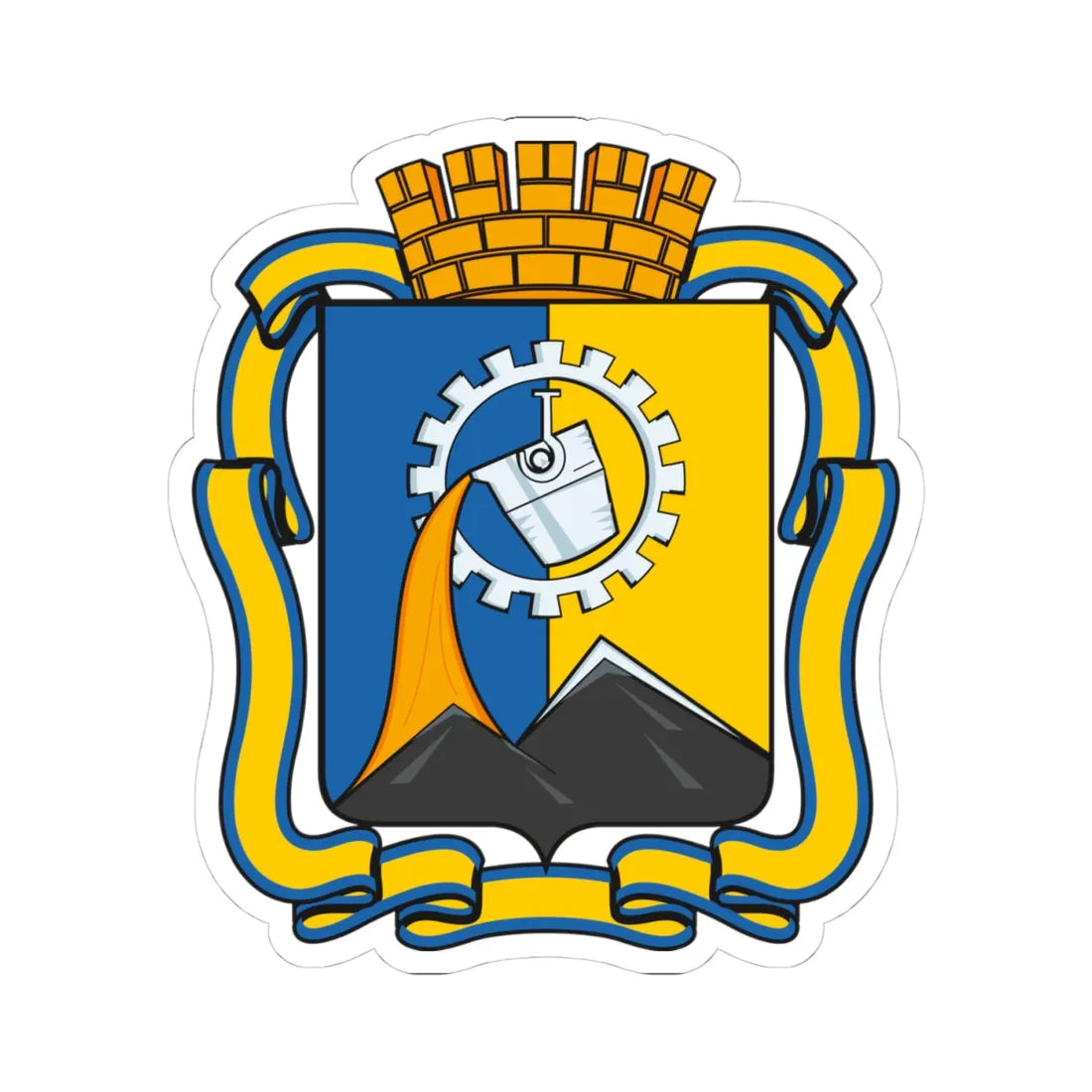 Coat of Arms of Kadiivka (Ukraine) (Coat of Arms) STICKER Vinyl Kiss-Cut Decal 4 Inch White - The Sticker Space