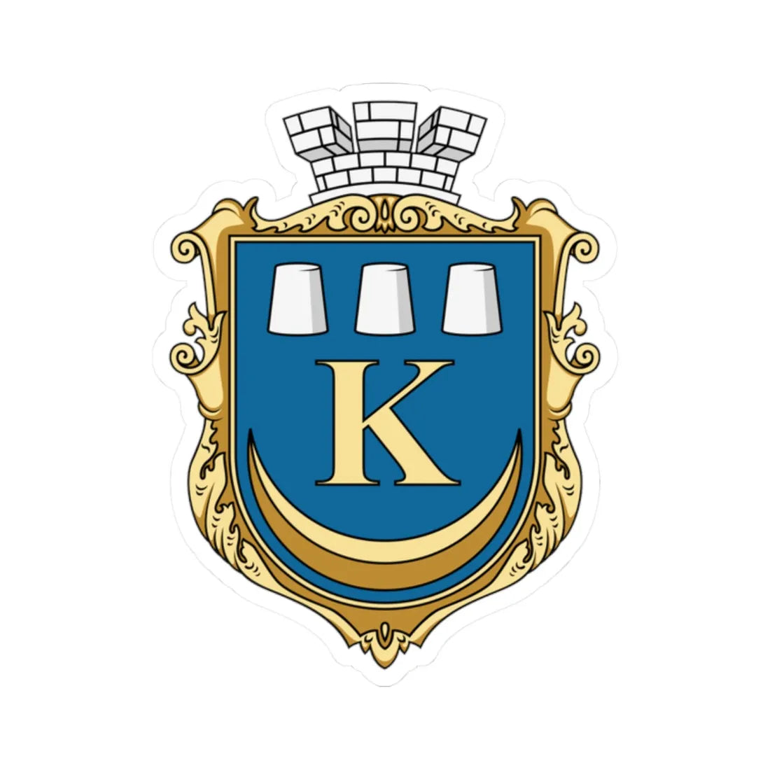 Coat of Arms of Kalush (Ukraine) (Coat of Arms) STICKER Vinyl Kiss-Cut Decal 2 Inch White - The Sticker Space