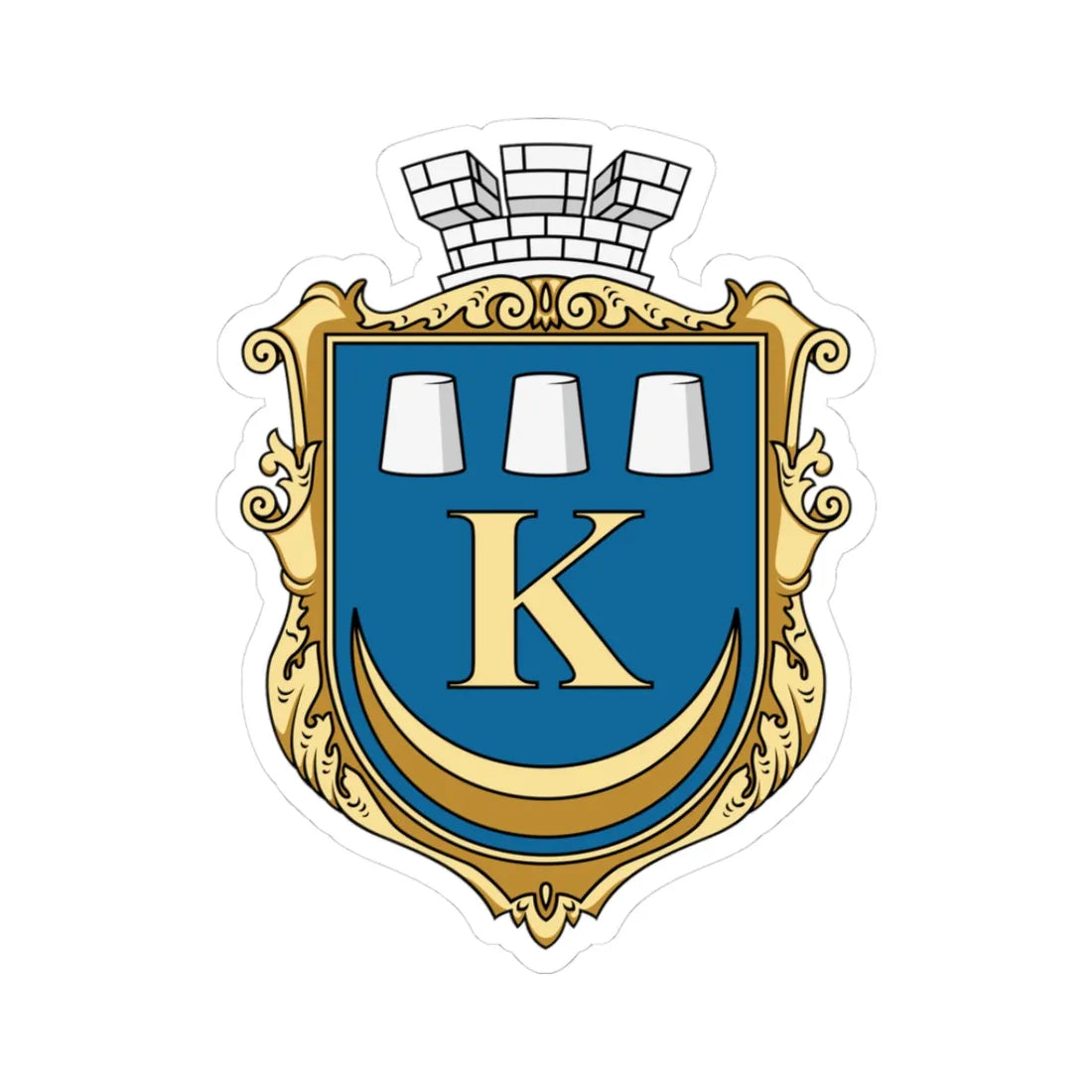 Coat of Arms of Kalush (Ukraine) (Coat of Arms) STICKER Vinyl Kiss-Cut Decal 3 Inch White - The Sticker Space