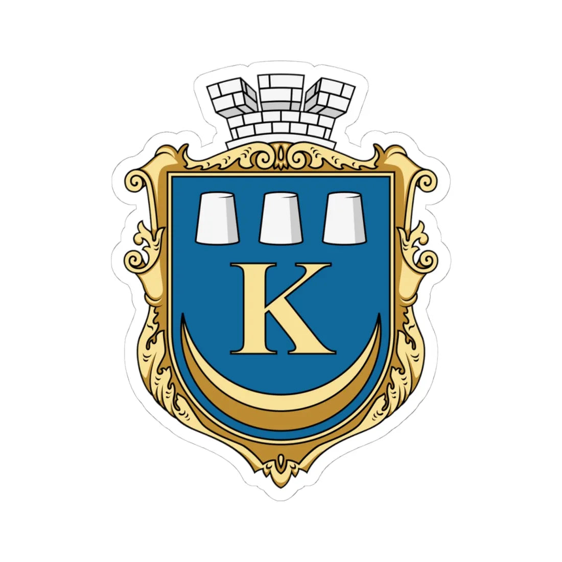 Coat of Arms of Kalush (Ukraine) (Coat of Arms) STICKER Vinyl Kiss-Cut Decal 4 Inch White - The Sticker Space