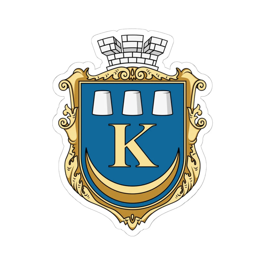 Coat of Arms of Kalush (Ukraine) (Coat of Arms) STICKER Vinyl Kiss-Cut Decal 6 Inch White - The Sticker Space