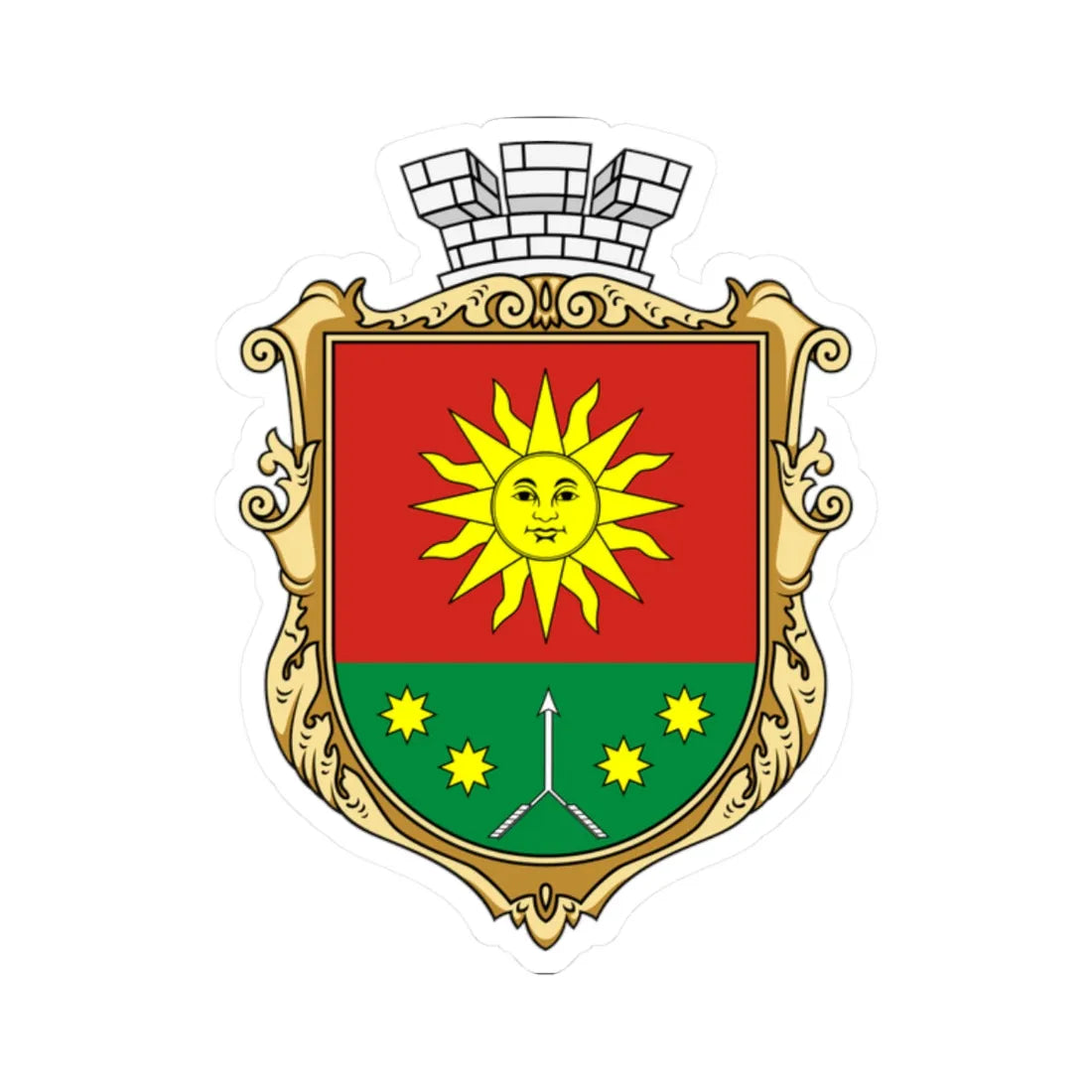 Coat of arms of Kalynivka (Ukraine) (Coat of Arms) STICKER Vinyl Kiss-Cut Decal 2 Inch White - The Sticker Space