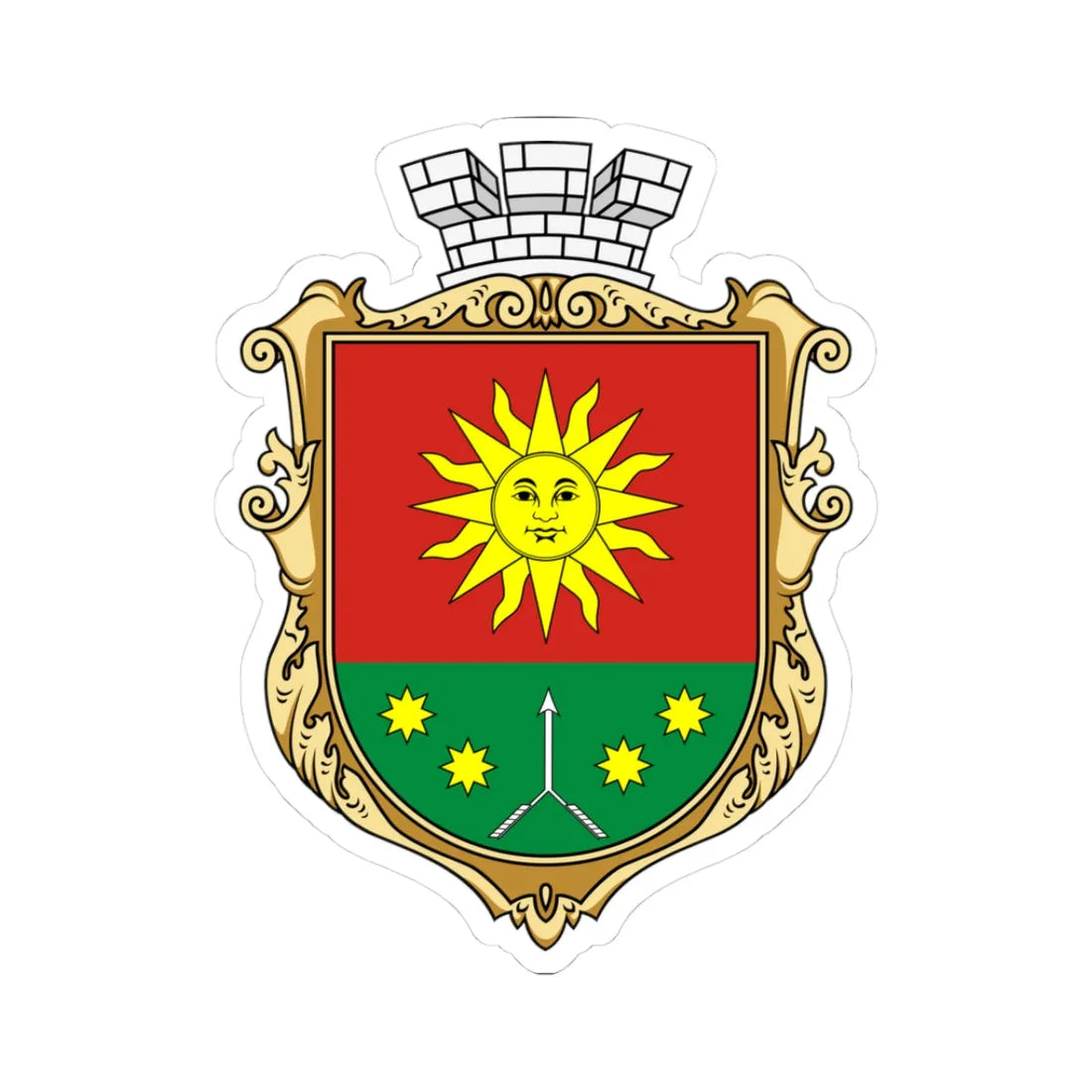 Coat of arms of Kalynivka (Ukraine) (Coat of Arms) STICKER Vinyl Kiss-Cut Decal 3 Inch White - The Sticker Space