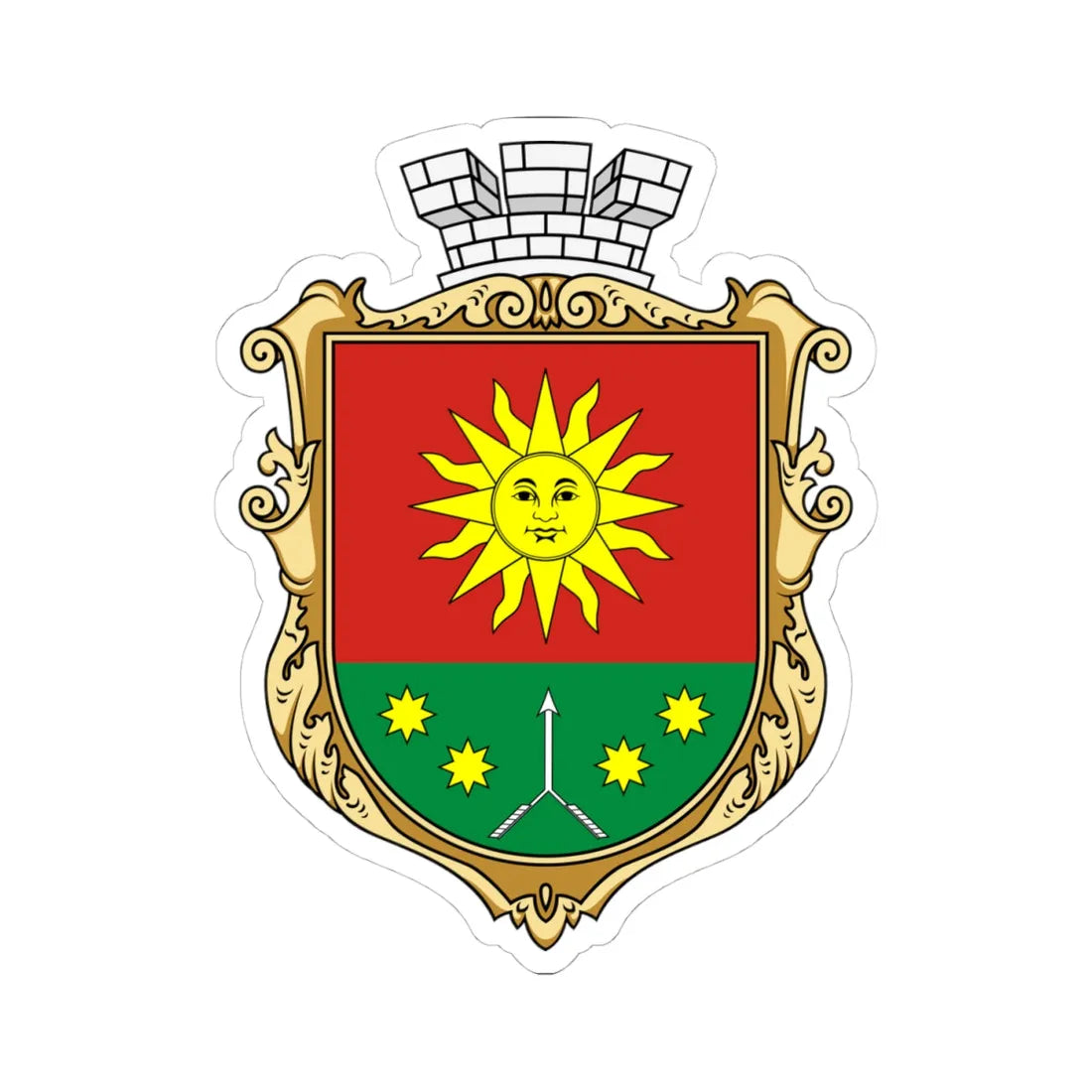 Coat of arms of Kalynivka (Ukraine) (Coat of Arms) STICKER Vinyl Kiss-Cut Decal 4 Inch White - The Sticker Space