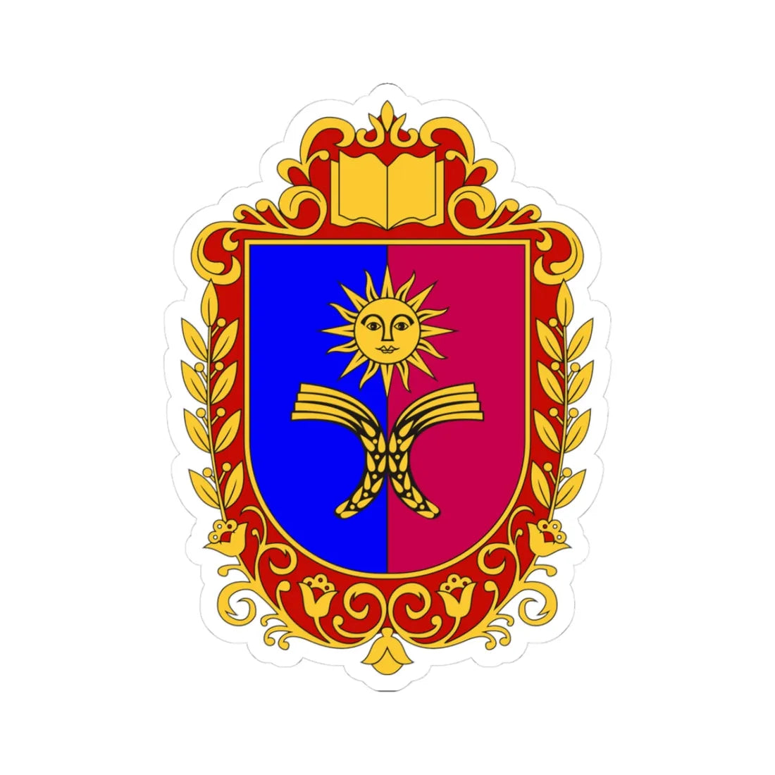Coat of Arms of Khmelnytskyi Oblast (Ukraine) (Coat of Arms) STICKER Vinyl Kiss-Cut Decal 3 Inch White - The Sticker Space