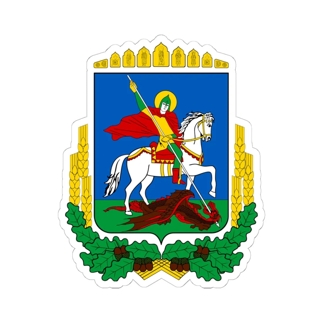 Coat of Arms of Kiev Oblast (Ukraine) (Coat of Arms) STICKER Vinyl Kiss-Cut Decal 6 Inch White - The Sticker Space