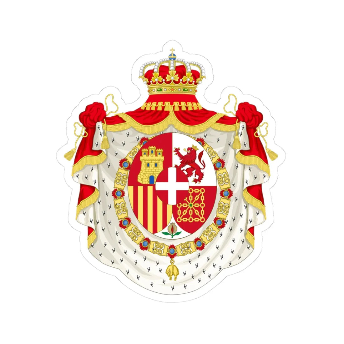 Coat of Arms of King Amadeo of Spain 1871-1873 (Spain) (Coat of Arms) STICKER Vinyl Kiss-Cut Decal 3 Inch White - The Sticker Space