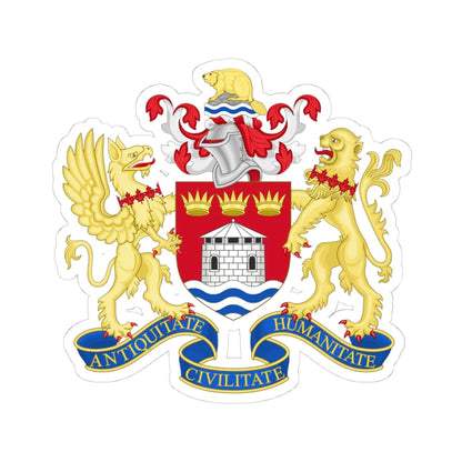 Coat of arms of Kingston Canada (Canada) (Coat of Arms) STICKER Vinyl Kiss-Cut Decal 4 Inch White - The Sticker Space