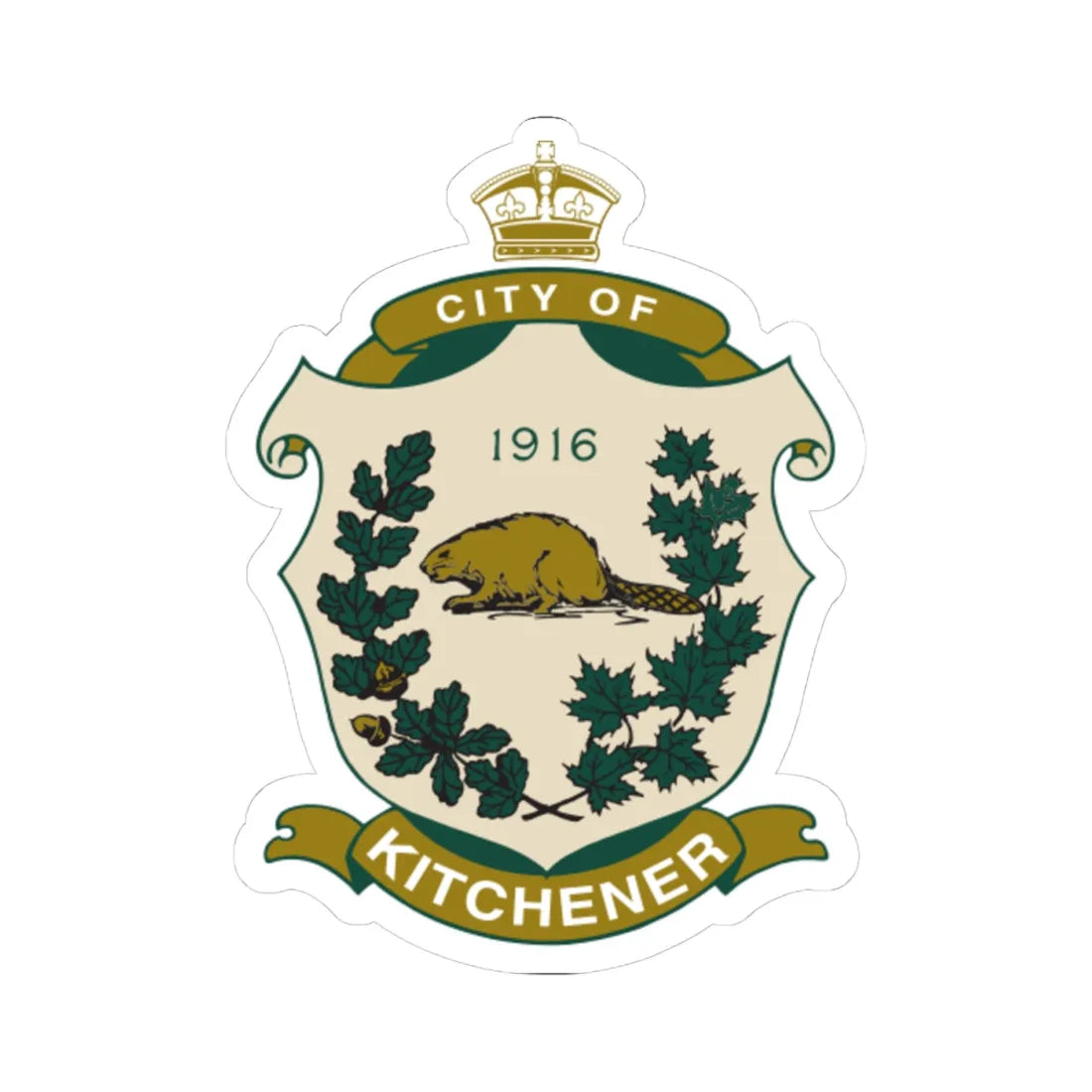 Coat of arms of Kitchener Canada (Canada) (Coat of Arms) STICKER Vinyl Kiss-Cut Decal 4 Inch White - The Sticker Space