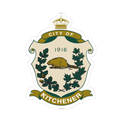 Coat of arms of Kitchener Canada (Canada) (Coat of Arms) STICKER Vinyl Kiss-Cut Decal 6 Inch White - The Sticker Space