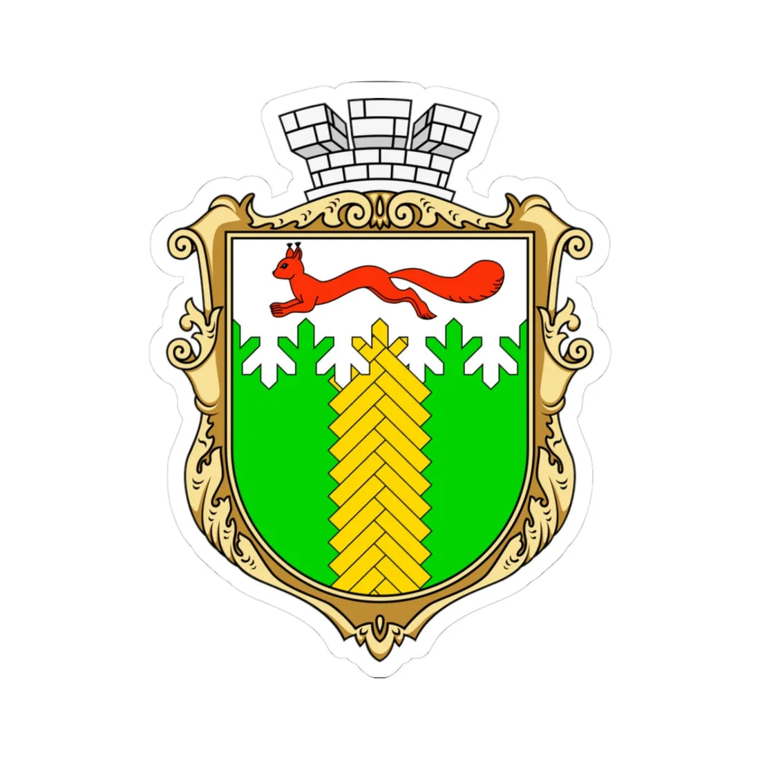 Coat of arms of Kivertsi (Ukraine) (Coat of Arms) STICKER Vinyl Kiss-Cut Decal 3 Inch White - The Sticker Space