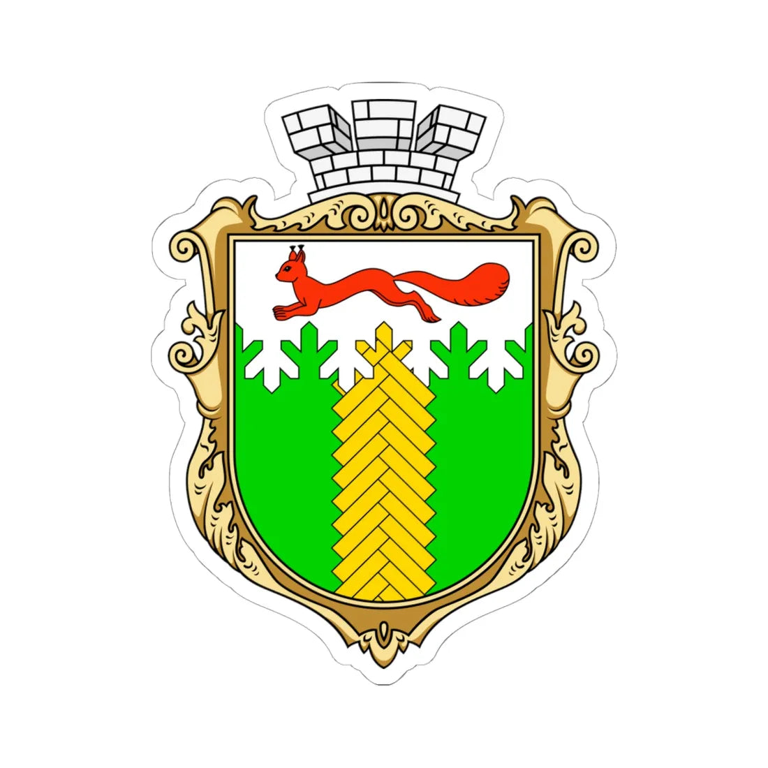 Coat of arms of Kivertsi (Ukraine) (Coat of Arms) STICKER Vinyl Kiss-Cut Decal 6 Inch White - The Sticker Space