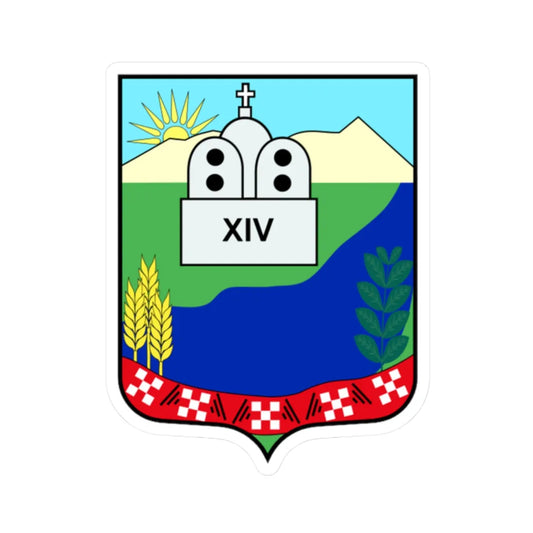 Coat of arms of Konče Municipality (North Macedonia) (Coat of Arms) STICKER Vinyl Kiss-Cut Decal 2 Inch White - The Sticker Space