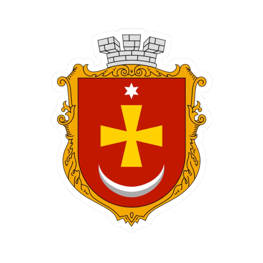 Coat of arms of Konotop UHT (Ukraine) (Coat of Arms) STICKER Vinyl Kiss-Cut Decal 2 Inch White - The Sticker Space