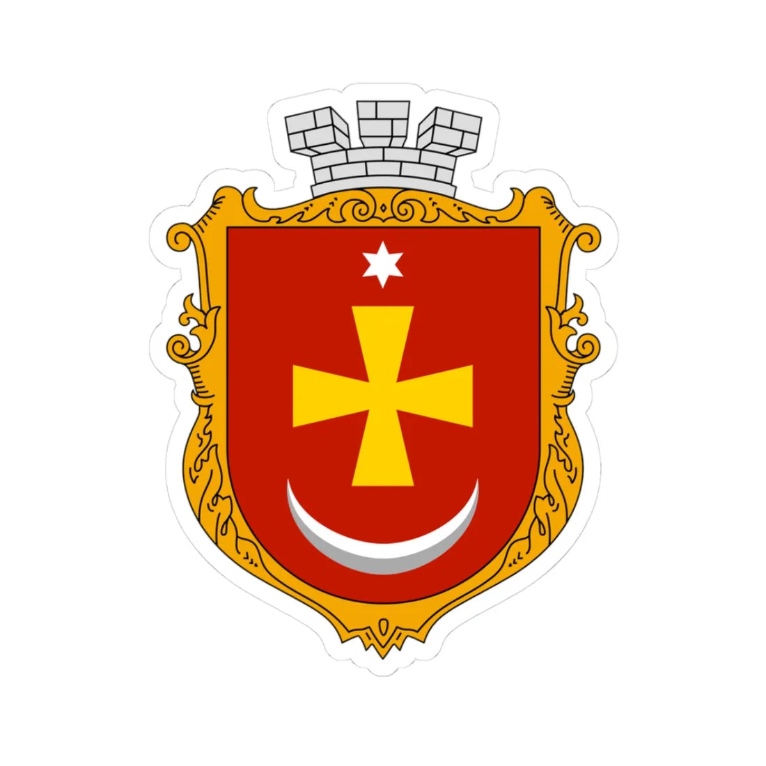 Coat of arms of Konotop UHT (Ukraine) (Coat of Arms) STICKER Vinyl Kiss-Cut Decal 3 Inch White - The Sticker Space