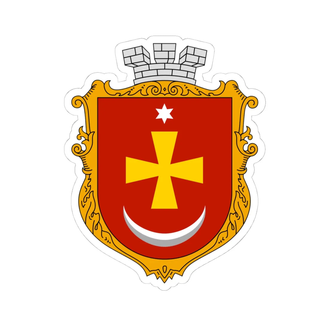 Coat of arms of Konotop UHT (Ukraine) (Coat of Arms) STICKER Vinyl Kiss-Cut Decal 4 Inch White - The Sticker Space