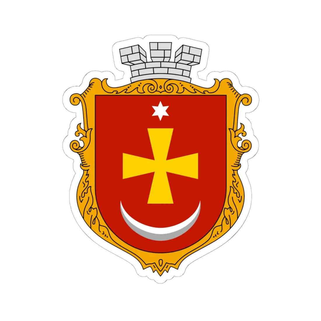 Coat of arms of Konotop UHT (Ukraine) (Coat of Arms) STICKER Vinyl Kiss-Cut Decal 6 Inch White - The Sticker Space