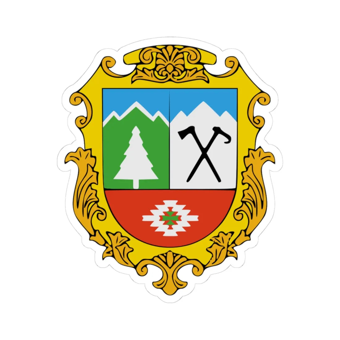 Coat of arms of Kosiv Raion (Ukraine) (Coat of Arms) STICKER Vinyl Kiss-Cut Decal 3 Inch White - The Sticker Space