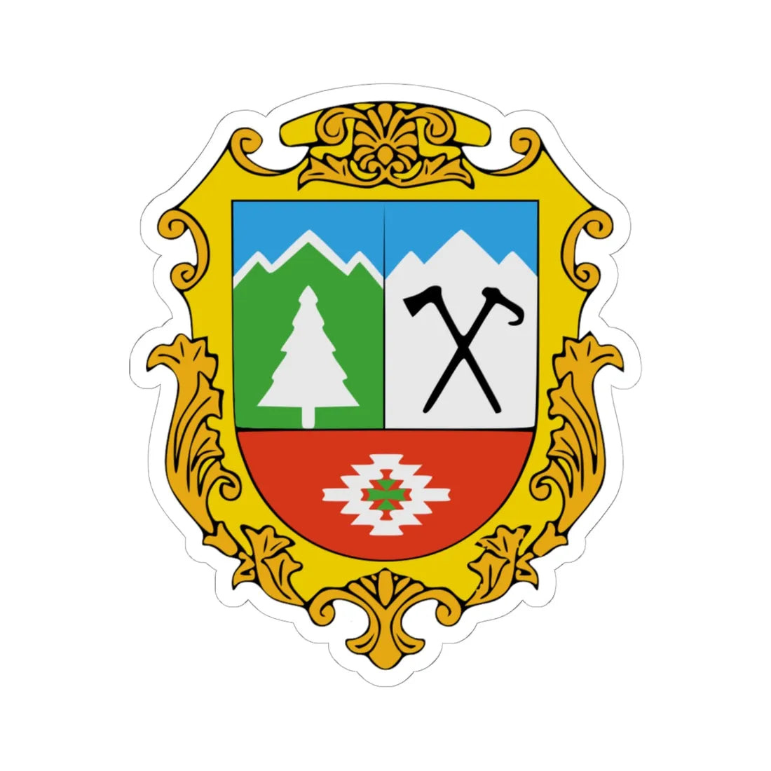 Coat of arms of Kosiv Raion (Ukraine) (Coat of Arms) STICKER Vinyl Kiss-Cut Decal 6 Inch White - The Sticker Space