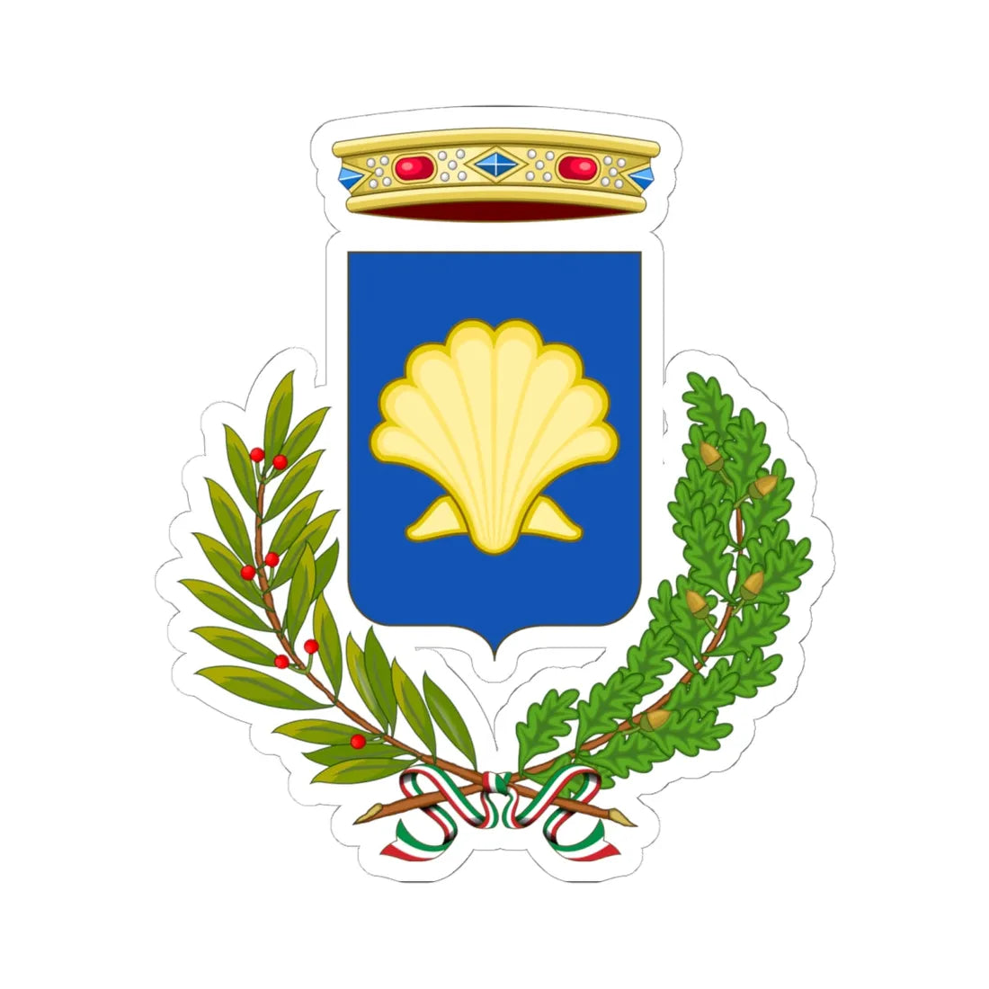 Coat of arms of Lagosanto (Italy) (Coat of Arms) STICKER Vinyl Kiss-Cut Decal 6 Inch White - The Sticker Space