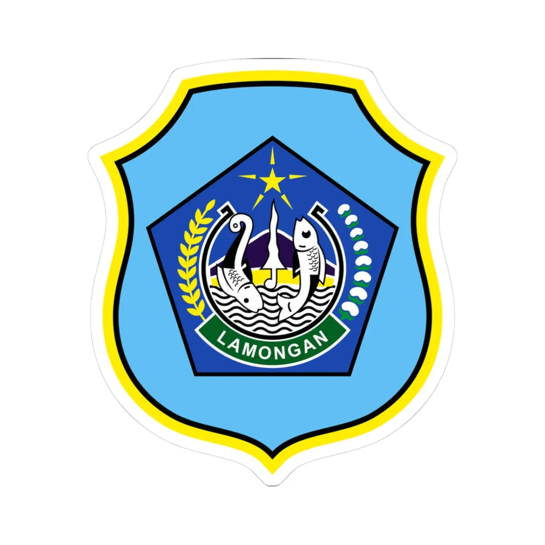 Coat of arms of Lamongan Regency (Indonesia) (Coat of Arms) STICKER Vinyl Kiss-Cut Decal 3 Inch White - The Sticker Space