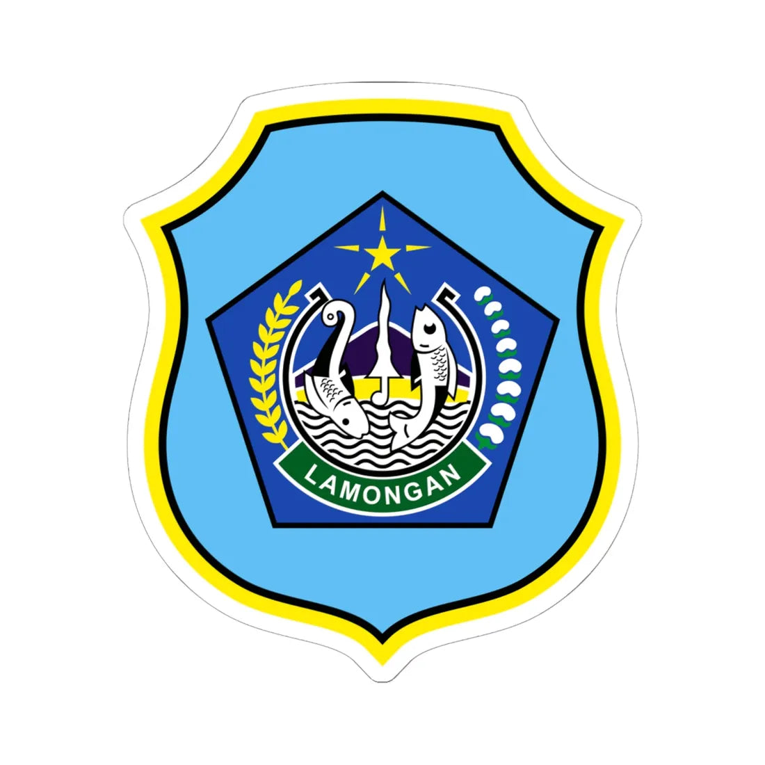 Coat of arms of Lamongan Regency (Indonesia) (Coat of Arms) STICKER Vinyl Kiss-Cut Decal 6 Inch White - The Sticker Space