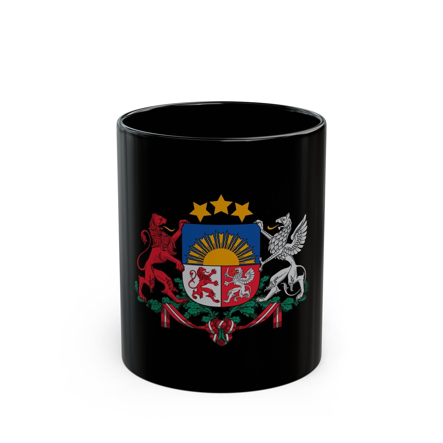 Coat of arms of Latvia - Black Coffee Mug-11oz-The Sticker Space