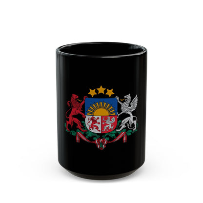 Coat of arms of Latvia - Black Coffee Mug-15oz-The Sticker Space