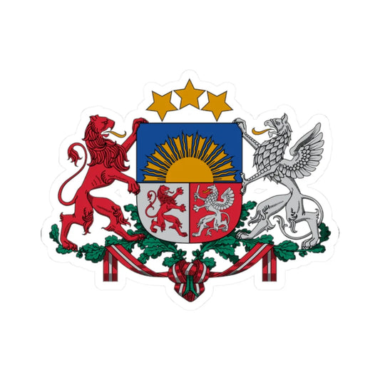 Coat of arms of Latvia (Latvia) (Coat of Arms) STICKER Vinyl Kiss-Cut Decal 2 Inch White - The Sticker Space