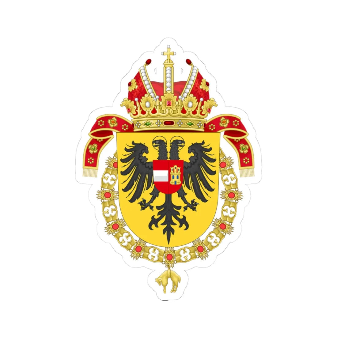 Coat of Arms of Leopold I Holy Roman Emperor-Or shield variant (Austria) (Coat of Arms) STICKER Vinyl Kiss-Cut Decal 3 Inch White - The Sticker Space