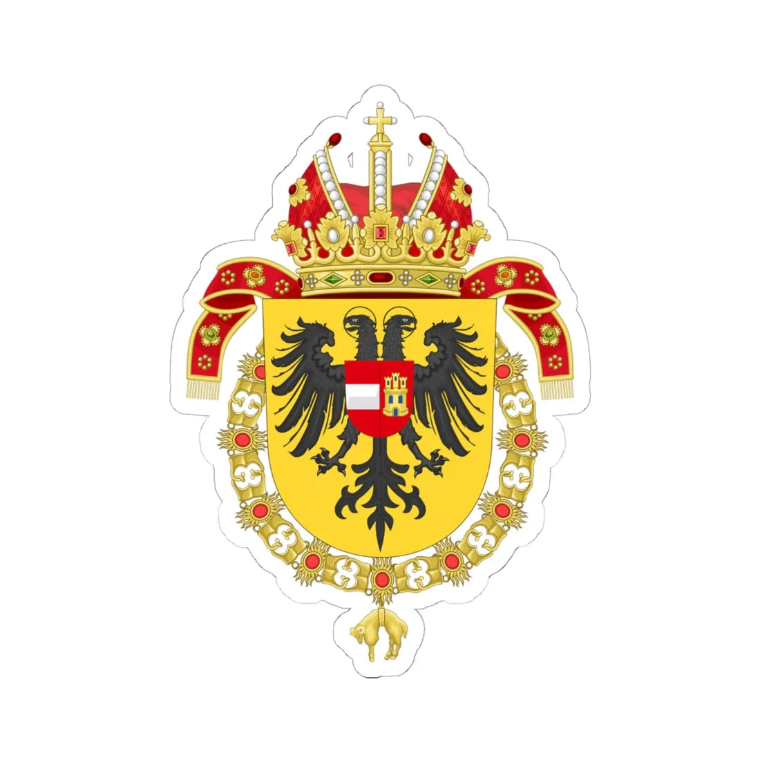 Coat of Arms of Leopold I Holy Roman Emperor-Or shield variant (Austria) (Coat of Arms) STICKER Vinyl Kiss-Cut Decal 6 Inch White - The Sticker Space