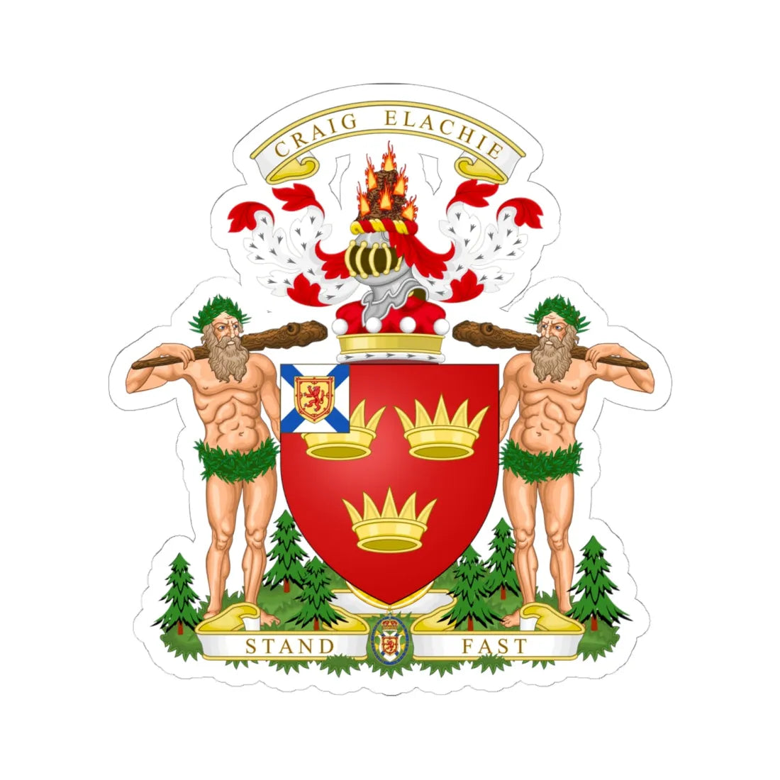 Coat of arms of lord strathspey (Canada) (Coat of Arms) STICKER Vinyl Kiss-Cut Decal 6 Inch White - The Sticker Space