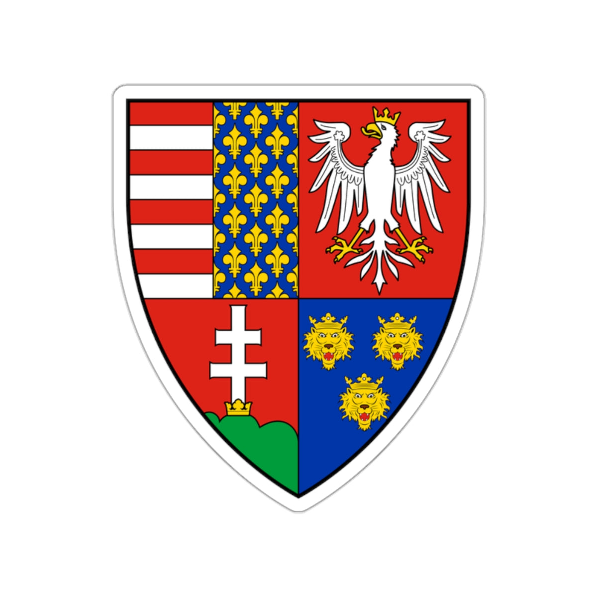 Coat of arms of Louis I of Hungary (1370) STICKER Vinyl Die-Cut Decal-White-The Sticker Space