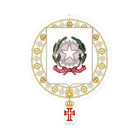 Coat of Arms of Luigi Einaudi and Antonio Segni Supreme Order of Christ (Italy) (Coat of Arms) STICKER Vinyl Kiss-Cut Decal 2 Inch White - The Sticker Space