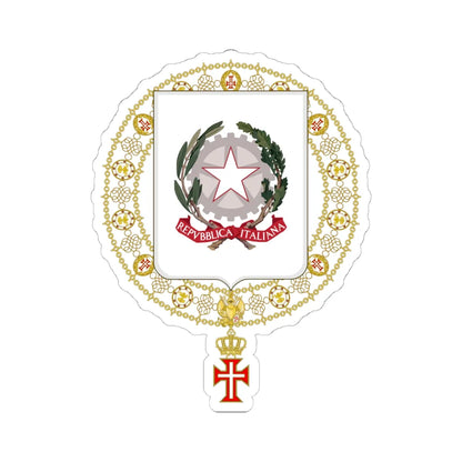 Coat of Arms of Luigi Einaudi and Antonio Segni Supreme Order of Christ (Italy) (Coat of Arms) STICKER Vinyl Kiss-Cut Decal 6 Inch White - The Sticker Space