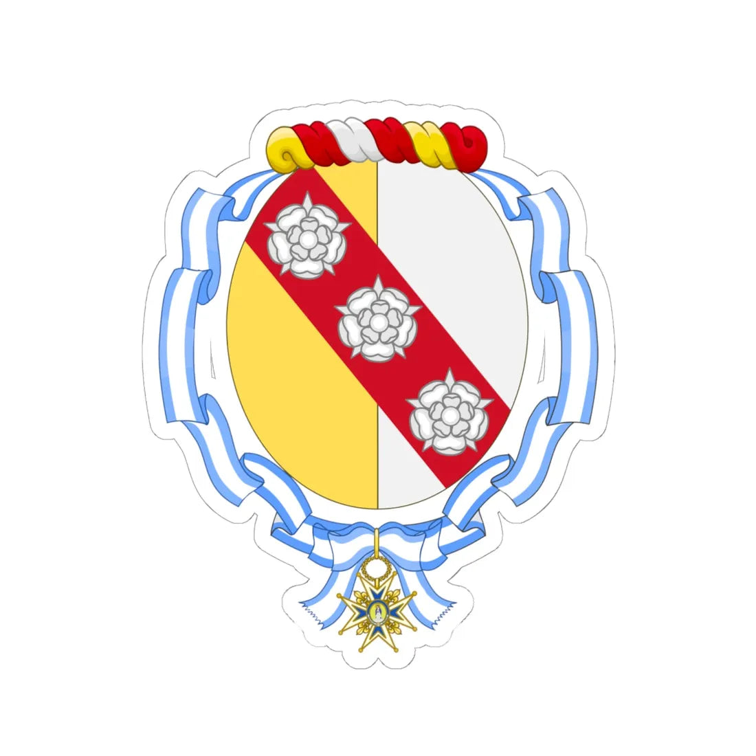 Coat of Arms of Luisa Fernanda Rudi (Spain) (Coat of Arms) STICKER Vinyl Kiss-Cut Decal 6 Inch White - The Sticker Space