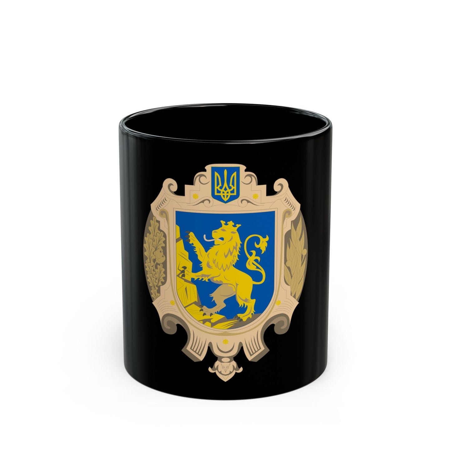 Coat of Arms of Lviv Oblast - Black Coffee Mug-11oz-The Sticker Space