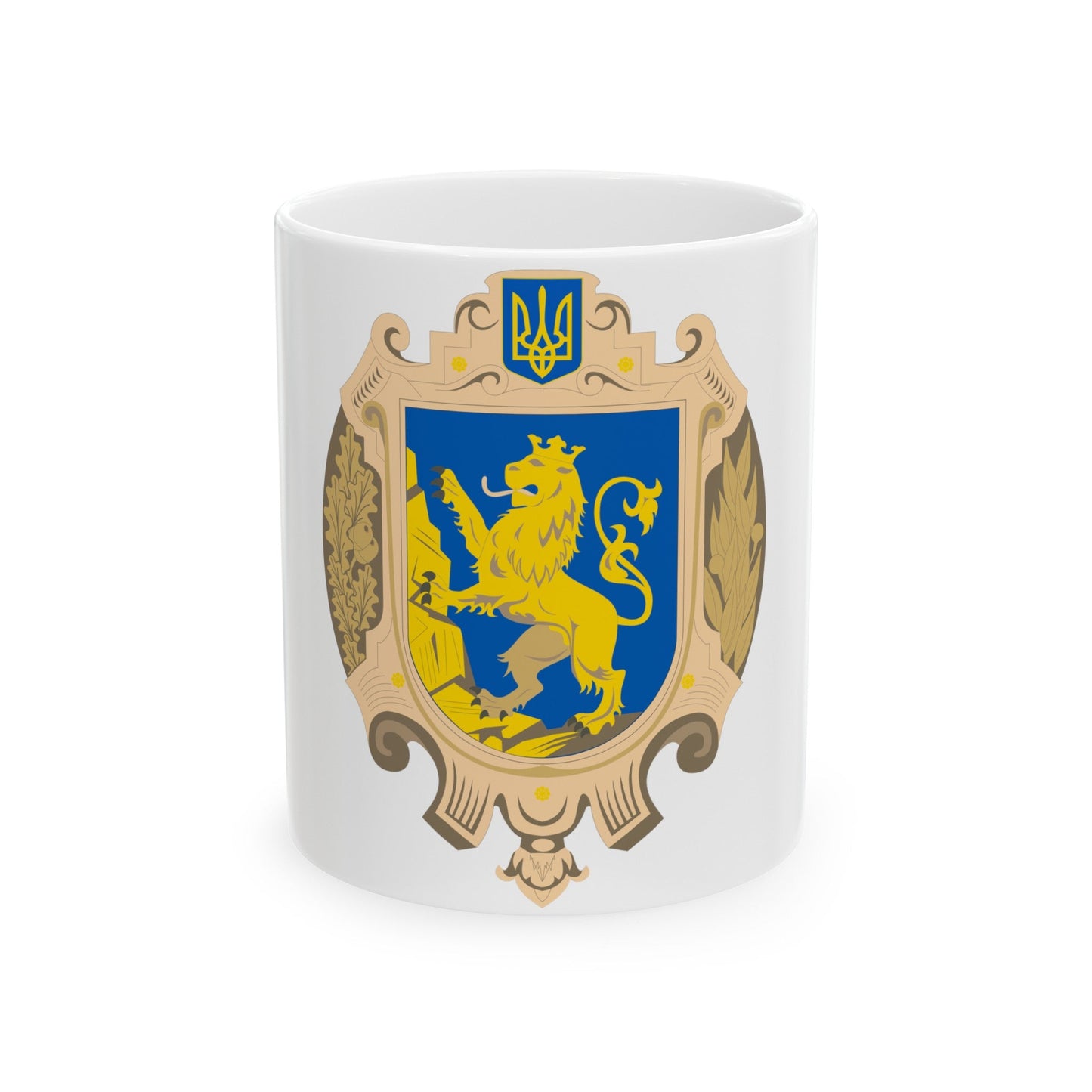 Coat of Arms of Lviv Oblast - White Coffee Mug-11oz-The Sticker Space