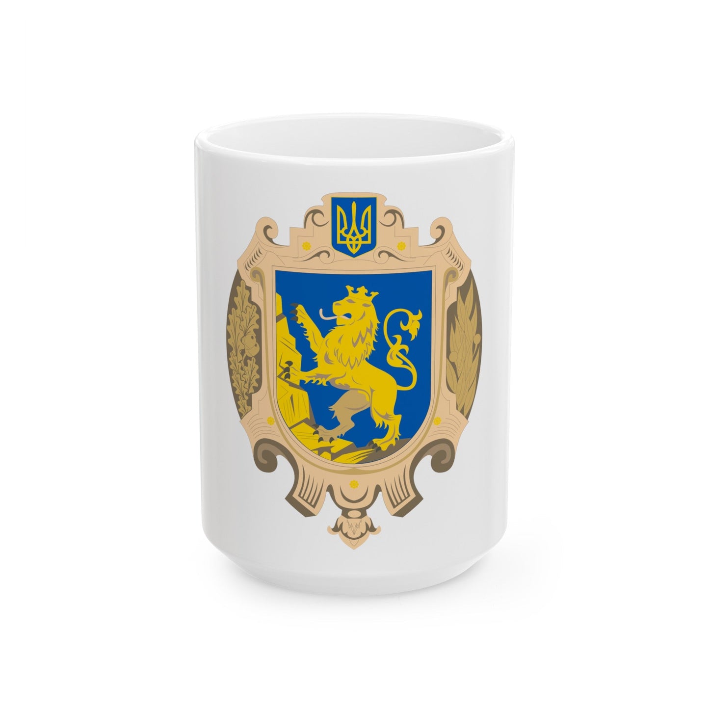 Coat of Arms of Lviv Oblast - White Coffee Mug-15oz-The Sticker Space