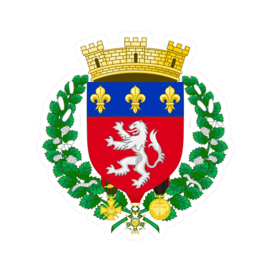 Coat of Arms of Lyon (Spain) (Coat of Arms) STICKER Vinyl Kiss-Cut Decal 2 Inch White - The Sticker Space