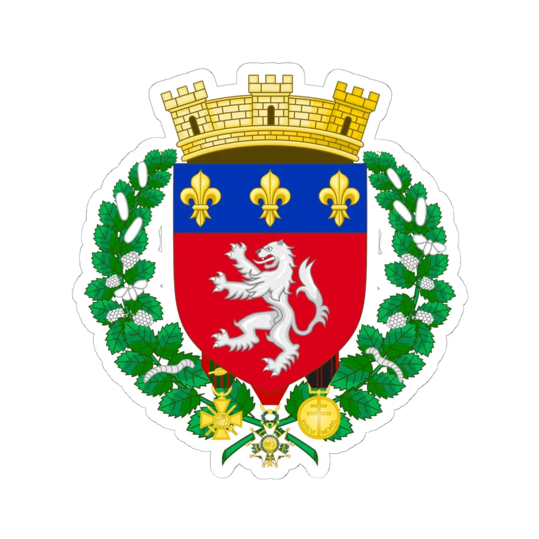 Coat of Arms of Lyon (Spain) (Coat of Arms) STICKER Vinyl Kiss-Cut Decal 6 Inch White - The Sticker Space