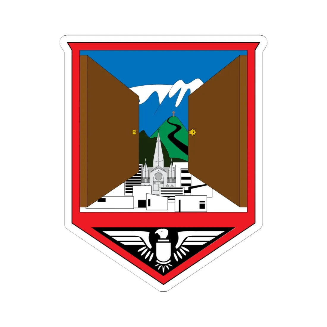 Coat of Arms of Manizales (Colombia) (Coat of Arms) STICKER Vinyl Kiss-Cut Decal 6 Inch White - The Sticker Space