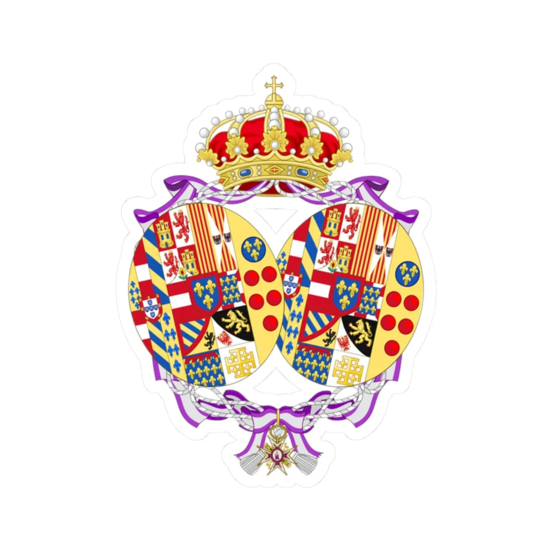 Coat of Arms of Maria Antonietta Countess of Caserta (Italy) (Coat of Arms) STICKER Vinyl Kiss-Cut Decal 2 Inch White - The Sticker Space