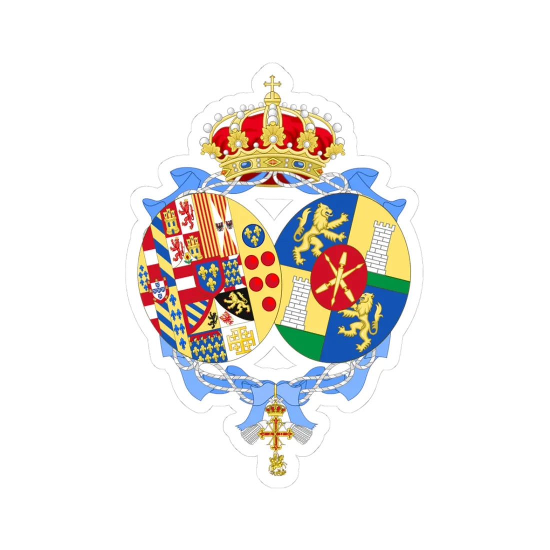 Coat of Arms of Maria Carolina Duchess of Castro (Italy) (Coat of Arms) STICKER Vinyl Kiss-Cut Decal 3 Inch White - The Sticker Space
