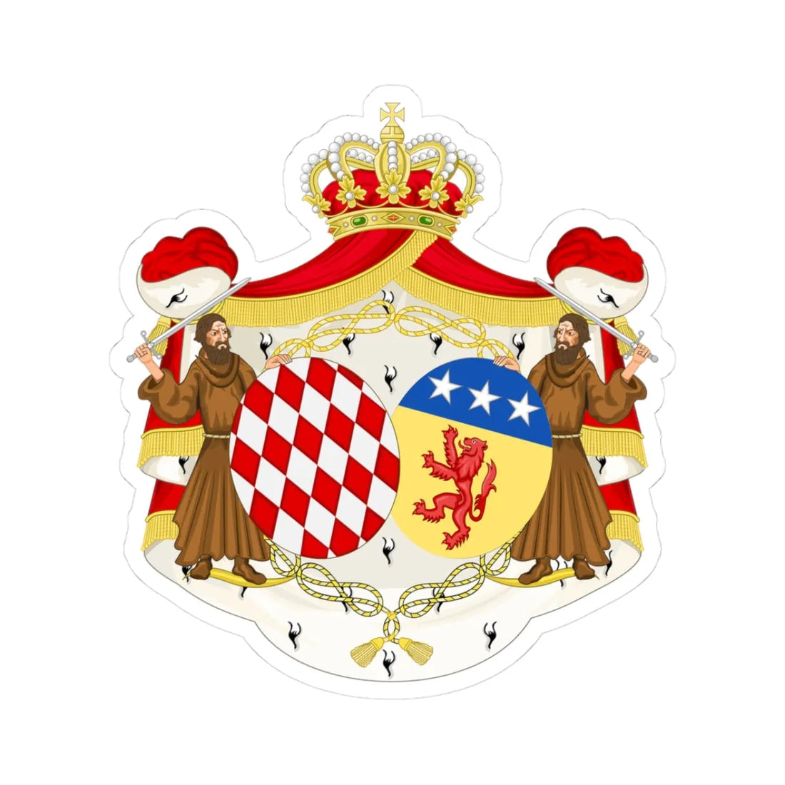 Coat of Arms of Maria Caroline Princess of Monaco (Spain) (Coat of Arms) STICKER Vinyl Kiss-Cut Decal 3 Inch White - The Sticker Space